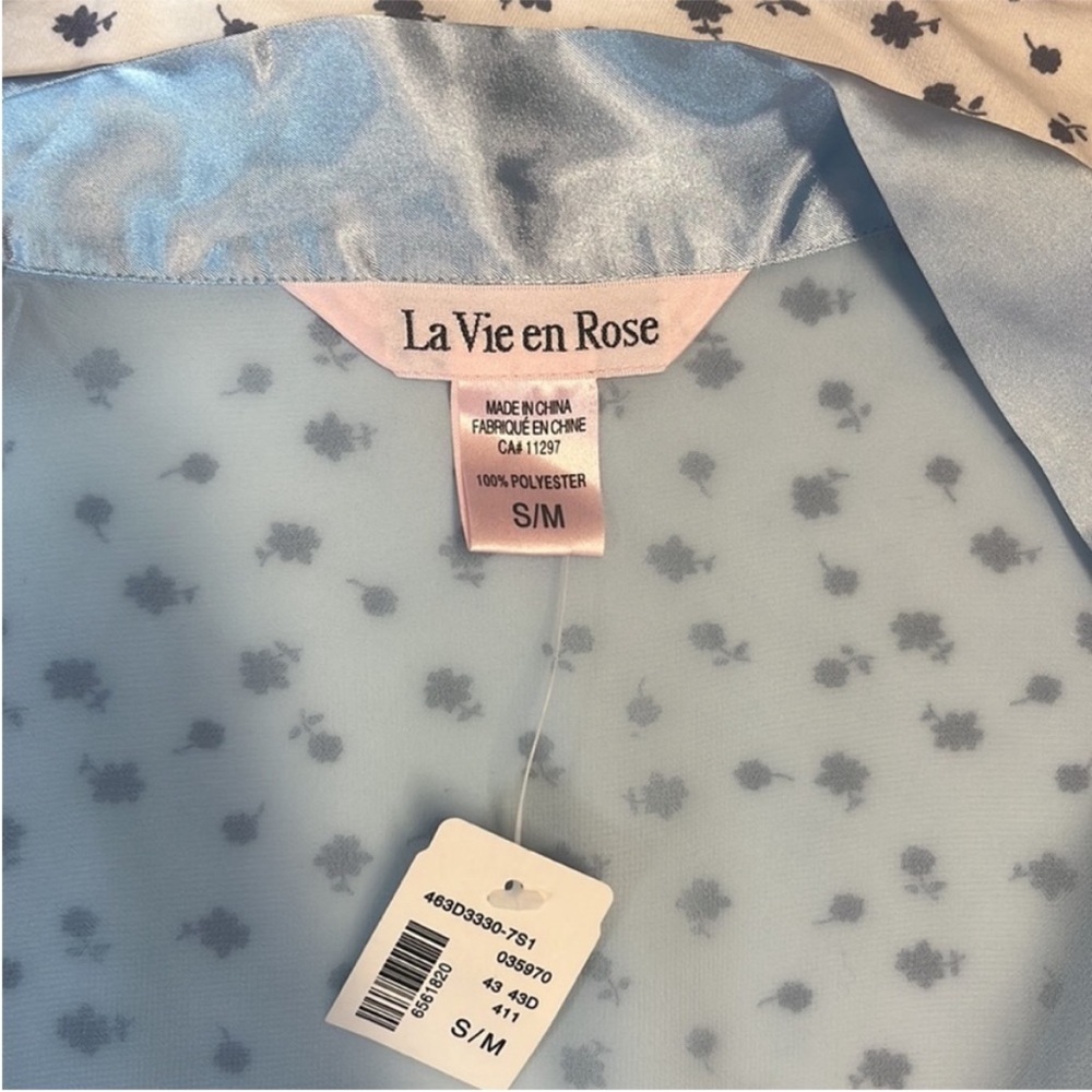 Le Vie en Rose NWT Semi Sheer Robe With Satin & Embroidery - Picture 4 of 6